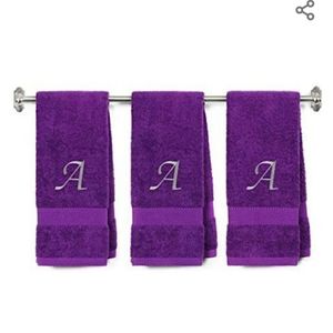 Purple "A" hand towels